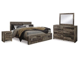 Derekson Multi Gray King Storage Bedroom Set with Dresser, Mirror and 2 Nightstands (Online Special Price) - Ornate Home