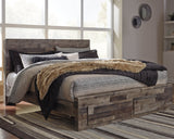 Derekson Multi Gray King Storage Bedroom Set with Dresser, Mirror and 2 Nightstands (Online Special Price) - Ornate Home