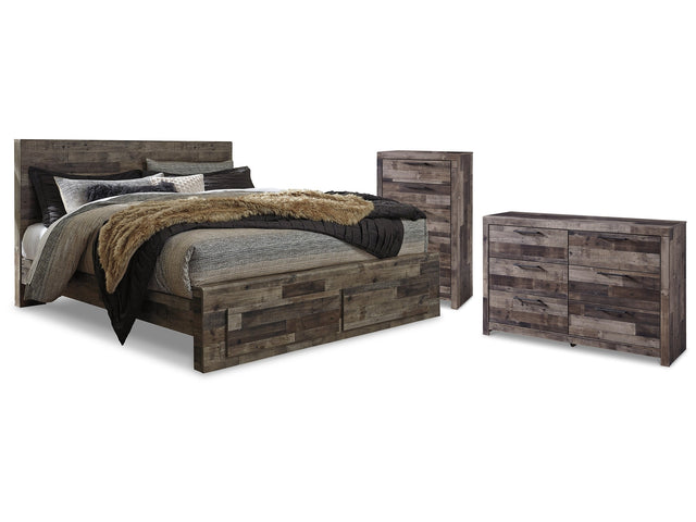 Derekson Multi Gray King Storage Bedroom Set with Dresser and Chest - Ornate Home