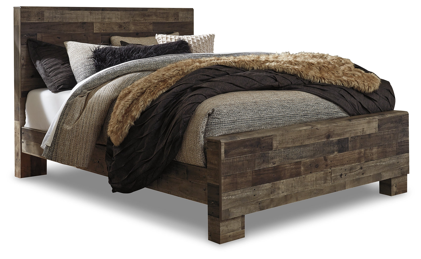 Derekson Multi Gray Queen Bed with Mirrored Dresser and Nightstand (Online Special Price) - Ornate Home