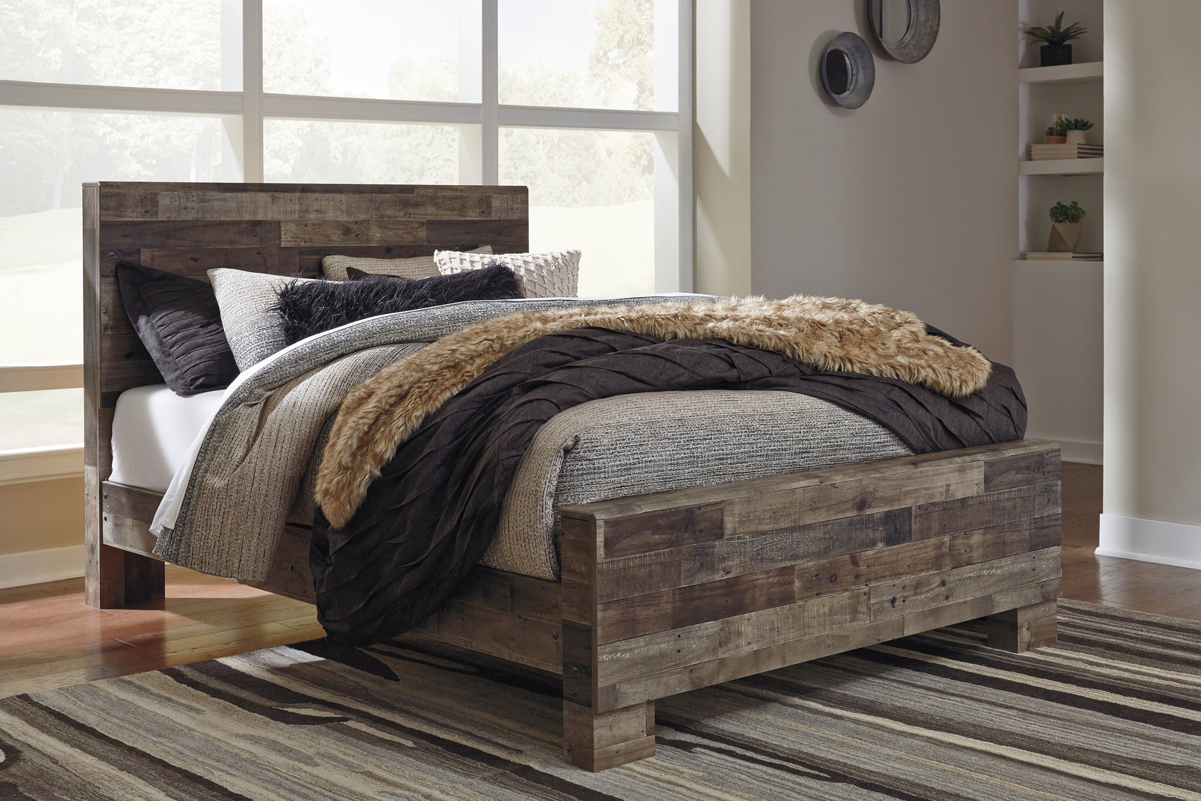Derekson Multi Gray Queen Panel Bed, Dresser and Mirror (Online Special Price) - Ornate Home