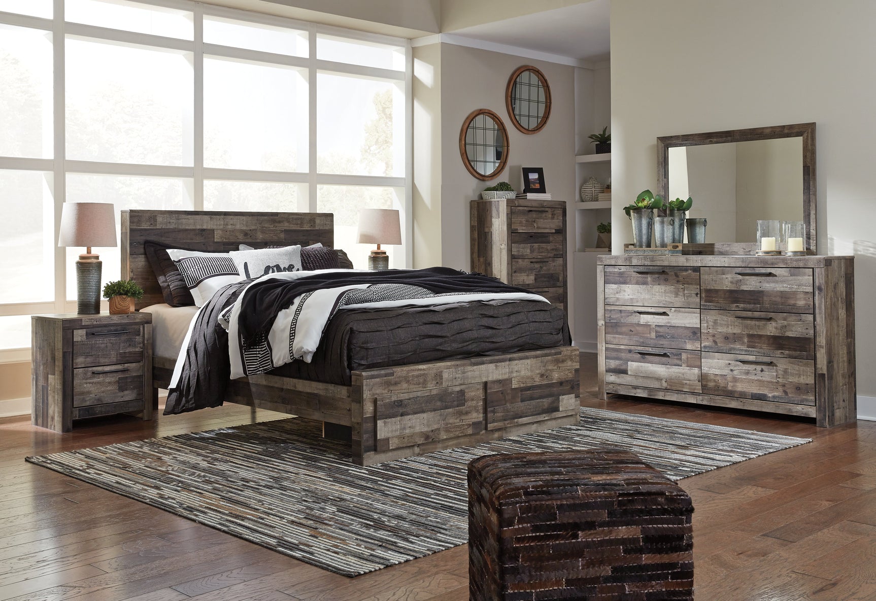 Derekson Multi Gray Queen Panel Bed w/2 Storage Drawers (Online Special Price) - Ornate Home
