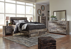 Derekson Multi Gray Queen Panel Bed w/2 Storage Drawers - Ornate Home