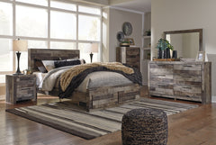 Derekson Multi Gray Queen Panel Bed w/2 Storage Drawers - Ornate Home
