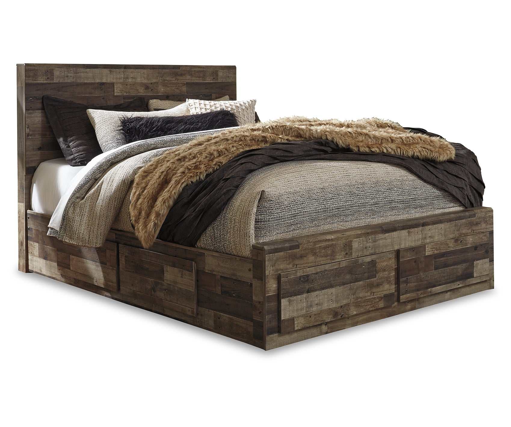 Derekson Multi Gray Queen Panel Bed w/ 6 Storage Drawers - Ornate Home