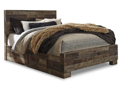 Derekson Multi Gray Queen Panel Bed with 2 Side Storage - Ornate Home