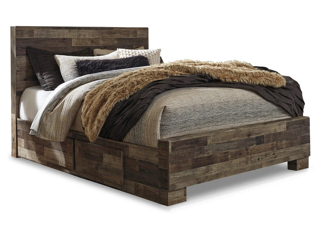 Derekson Multi Gray Queen Panel Bed with 2 Storage Drawers (Online Special Price) - Ornate Home