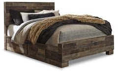 Derekson Multi Gray Queen Panel Bed with 2 Storage Drawers - Ornate Home