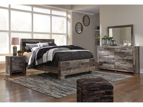 Derekson Multi Gray Queen Panel Bedroom Set with Dresser, Mirror and Nightstand - Ornate Home