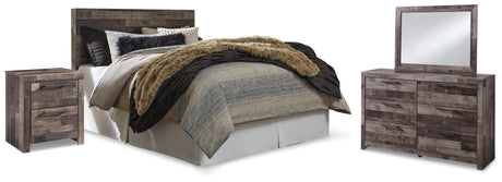 Derekson Multi Gray Queen Panel Bedroom Set with Dresser, Mirror and Nightstand - Ornate Home