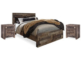 Derekson Multi Gray Queen Panel Storage Bedroom Set with 2 Nightstands - Ornate Home