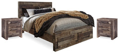 Derekson Multi Gray Queen Panel Storage Bedroom Set with 2 Nightstands - Ornate Home