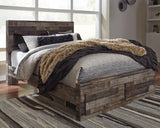 Derekson Multi Gray Queen Panel Storage Bedroom Set with 2 Nightstands - Ornate Home