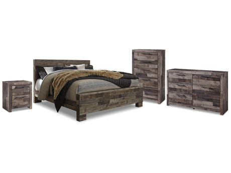 Derekson Multi Gray Queen Panel Storage Bedroom Set with Dresser, Chest and Nightstand - Ornate Home