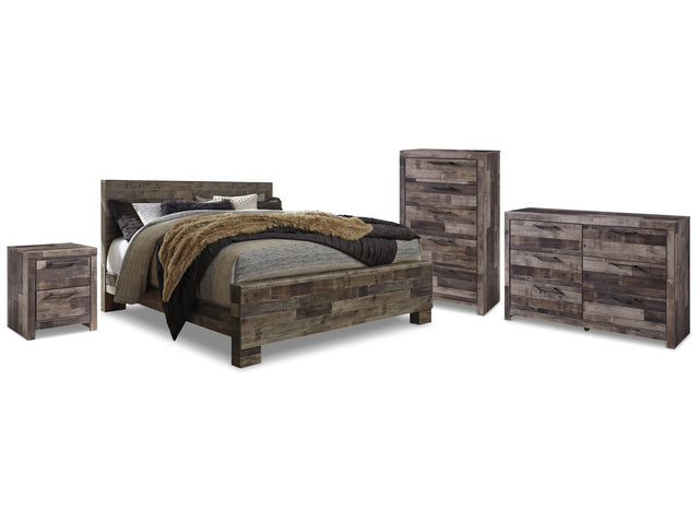 Derekson Multi Gray Queen Panel Storage Bedroom Set with Dresser, Chest and Nightstand - Ornate Home