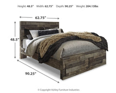 Derekson Multi Gray Queen Panel Storage Bedroom Set with Dresser, Mirror and 2 Nightstands - Ornate Home