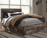 Derekson Multi Gray Queen Panel Storage Bedroom Set with Dresser and 2 Nightstand (Online Special Price) - Ornate Home