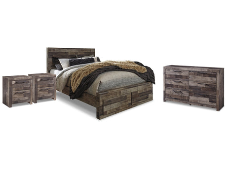 Derekson Multi Gray Queen Panel Storage Bedroom Set with Dresser and 2 Nightstands - Ornate Home