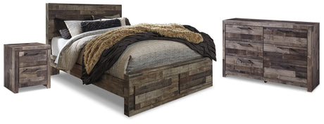 Derekson Multi Gray Queen Panel Storage Bedroom Set with Dresser and Nightstand - Ornate Home