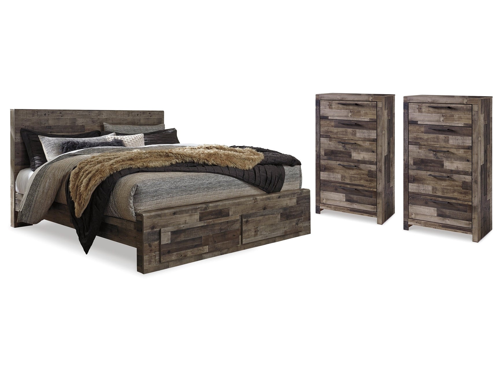 Derekson Multi Gray Queen Storage Bedroom Set with 2 Chests - Ornate Home