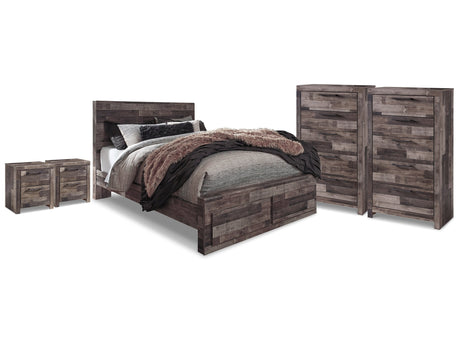 Derekson Multi Gray Queen Storage Bedroom Set with 2 Chests and 2 Nightstands - Ornate Home