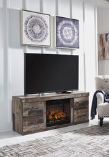 Derekson Multi Gray TV Stand with Electric Fireplace (Online Special Price) - Ornate Home