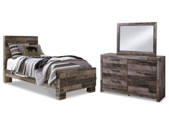 Derekson Multi Gray Twin Panel Bed, Dresser and Mirror - Ornate Home