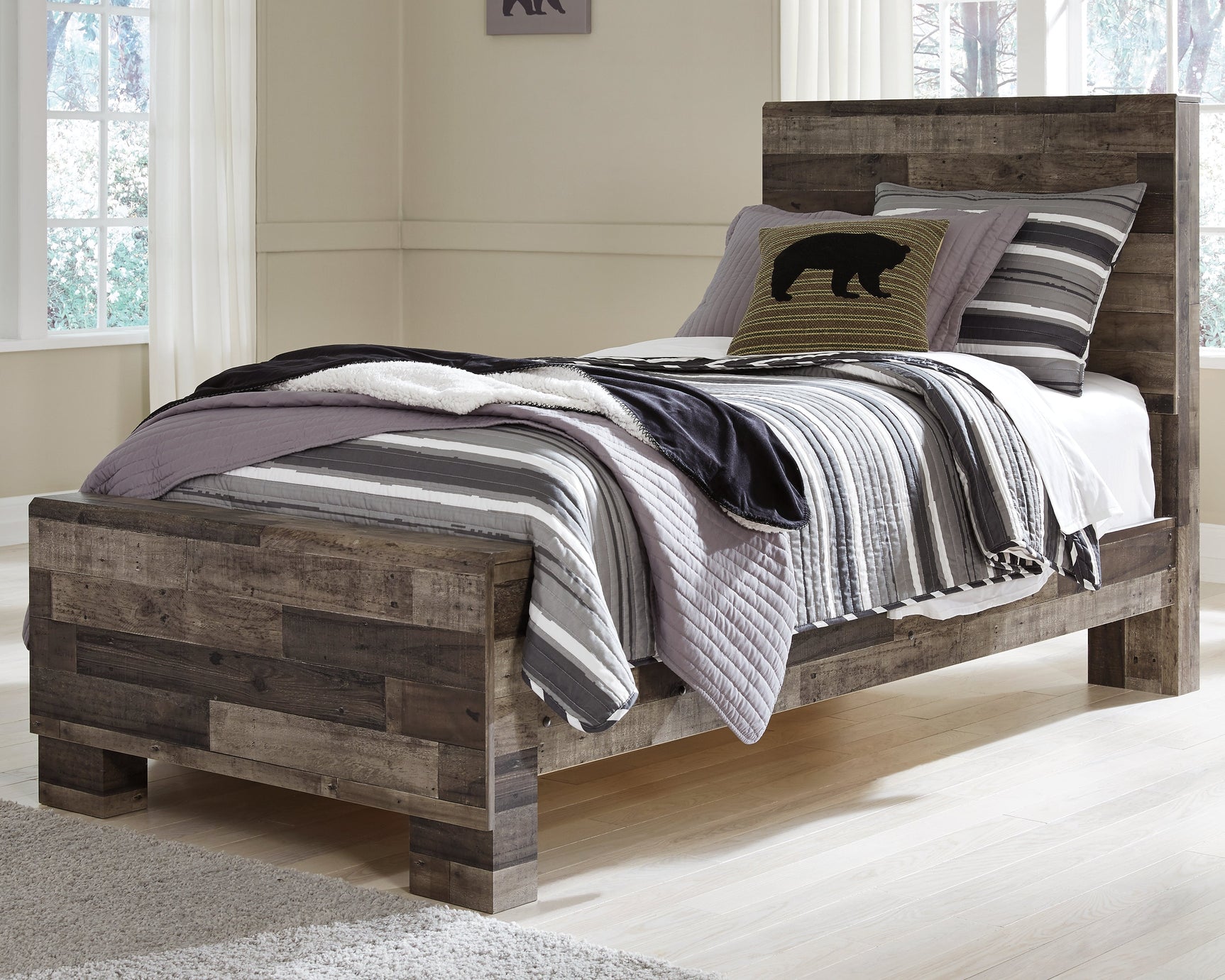 Derekson Multi Gray Twin Panel Bedroom Set with Dresser (Online Special Price) - Ornate Home