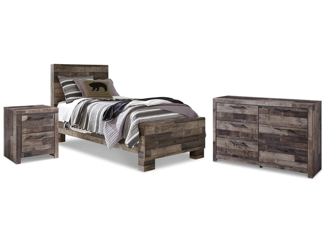 Derekson Multi Gray Twin Panel Bedroom Set with Dresser and Nightstand (Online Special Price) - Ornate Home