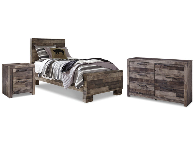 Derekson Multi Gray Twin Panel Bedroom Set with Dresser and Nightstand - Ornate Home
