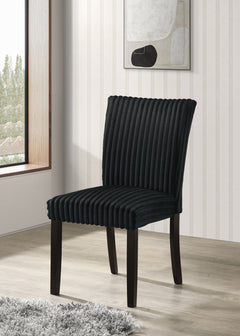 Dermott Black Upholstered Parson Dining Side Chair (Set of 2) - Ornate Home