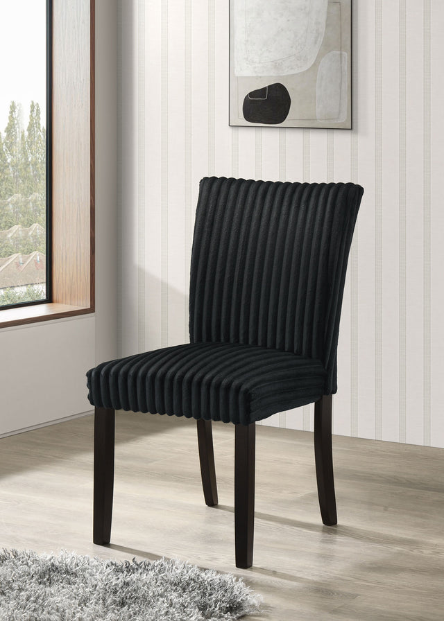 Dermott Black Upholstered Parson Dining Side Chair (Set of 2) - Ornate Home