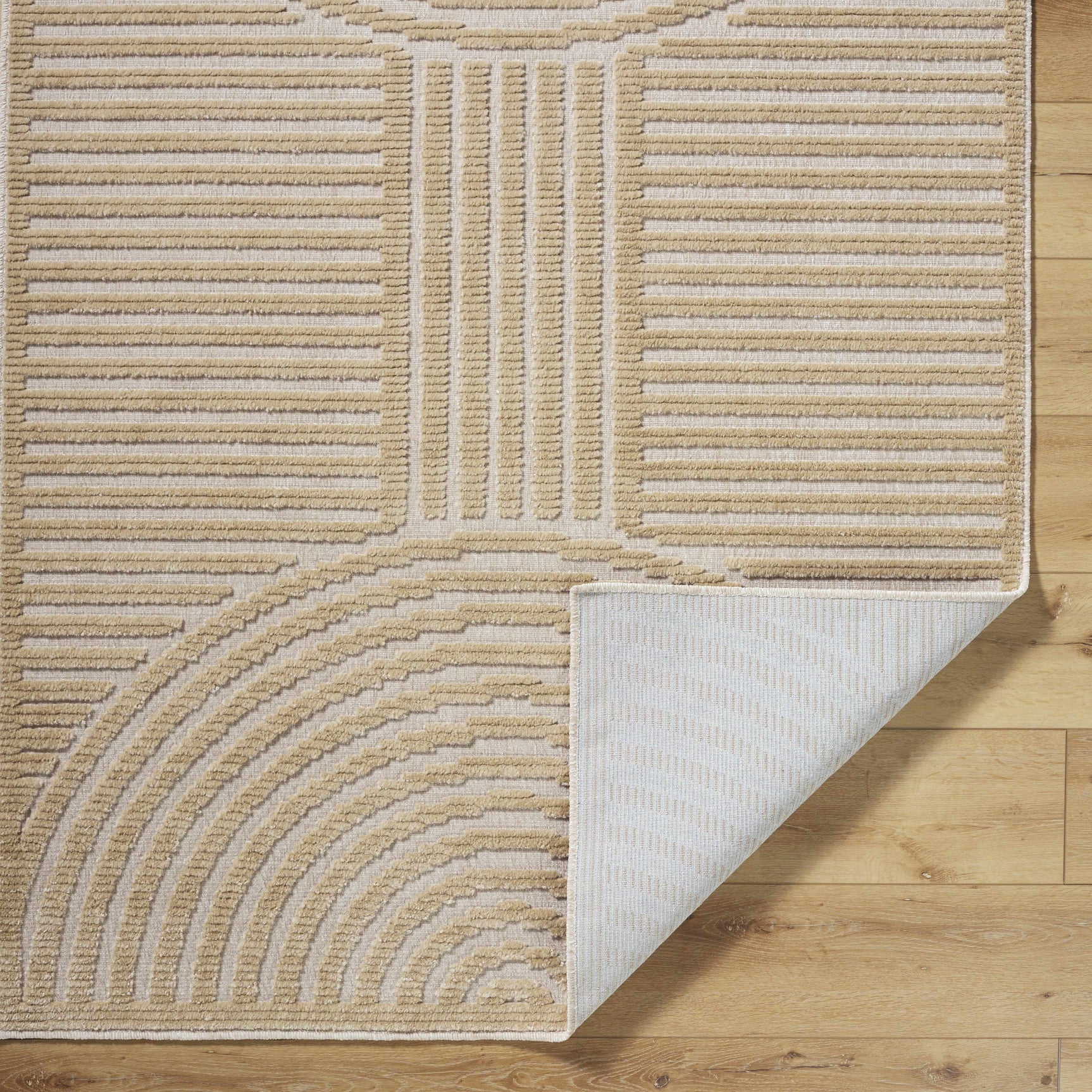 Deron Beige Washable Area Rug - Ornate Home