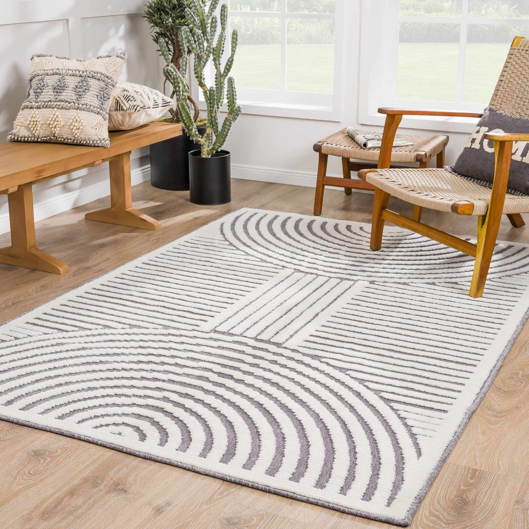 Deron Gray Rainbow Washable Rug - Ornate Home