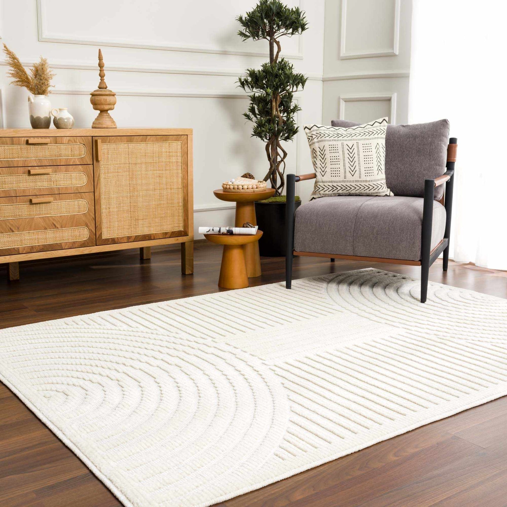 Deron White Washable 3D Rug - Ornate Home
