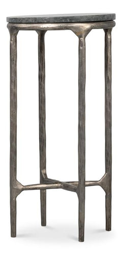 Derrick Black Iron End Table With Marble Top - Ornate Home