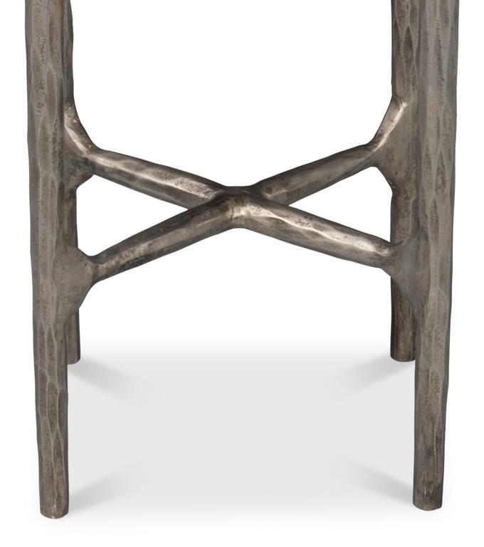Derrick Black Iron End Table With Marble Top - Ornate Home