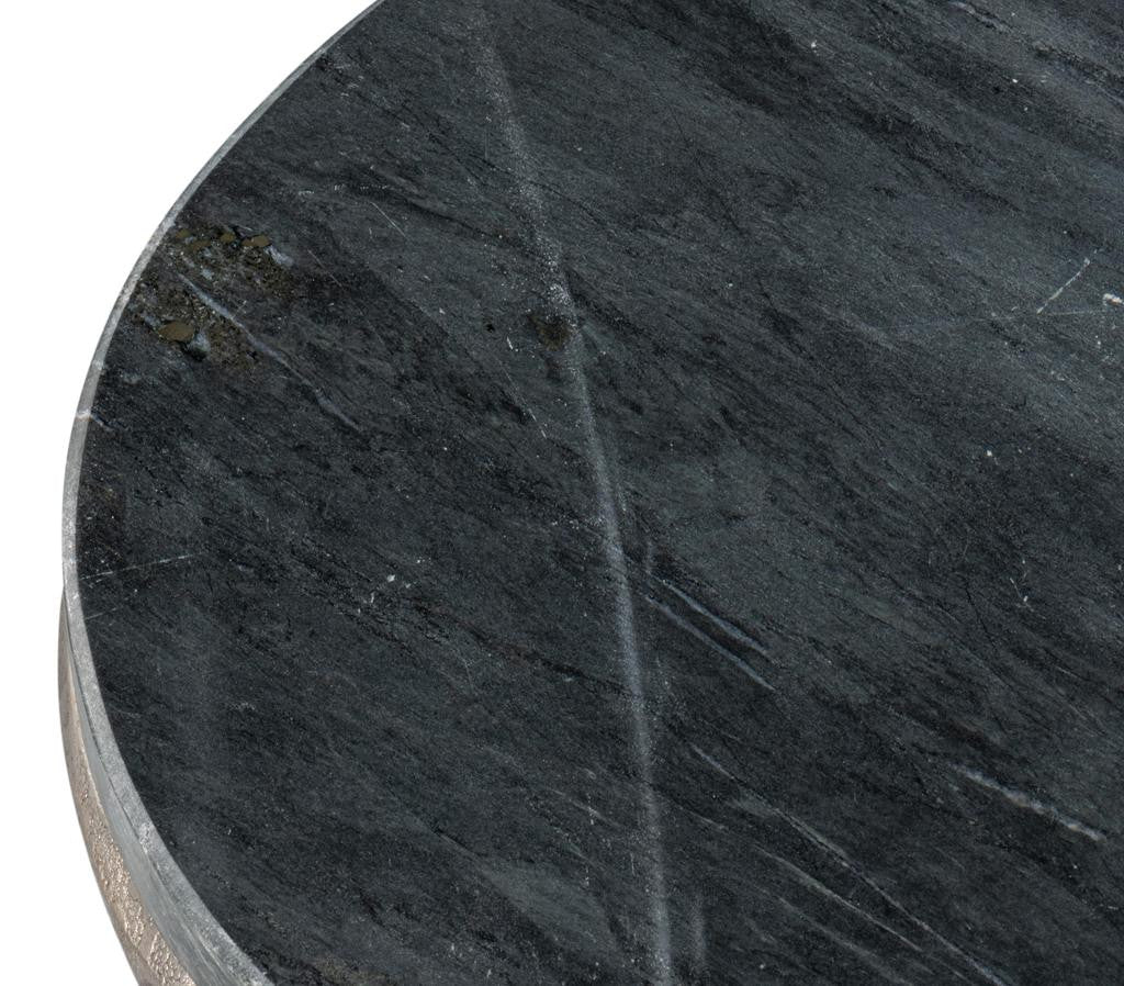 Derrick Black Iron End Table With Marble Top - Ornate Home