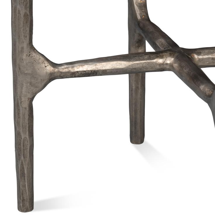 Derrick Black Iron End Table With Marble Top - Ornate Home