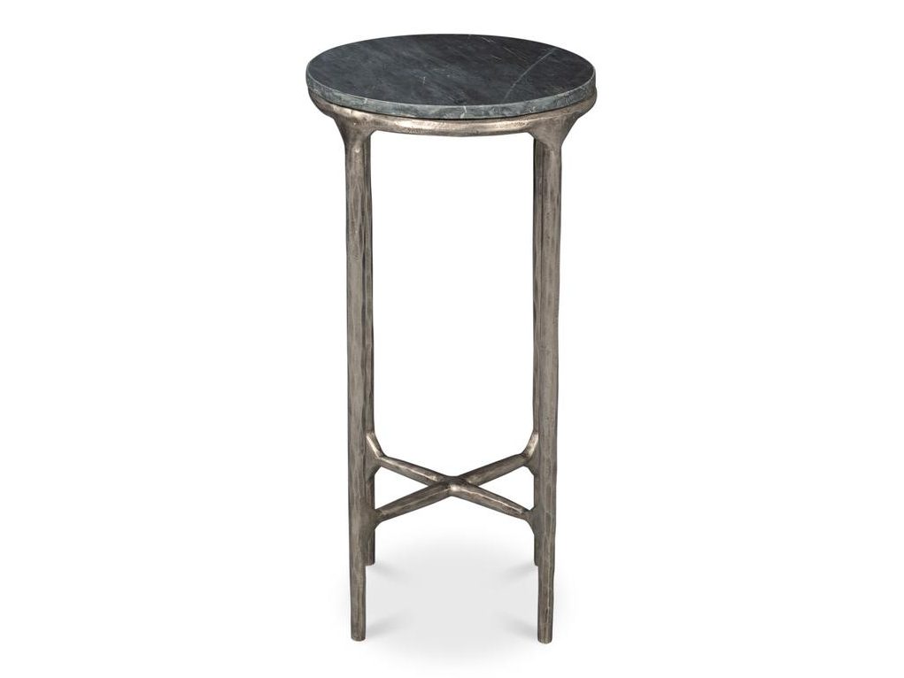 Derrick Black Iron End Table With Marble Top - Ornate Home