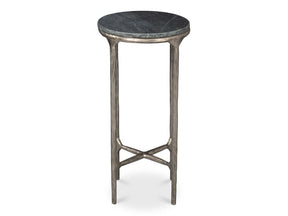 Derrick Black Iron End Table With Marble Top - Ornate Home
