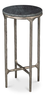 Derrick Black Iron End Table With Marble Top - Ornate Home