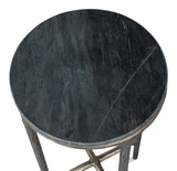Derrick Black Iron End Table With Marble Top - Ornate Home
