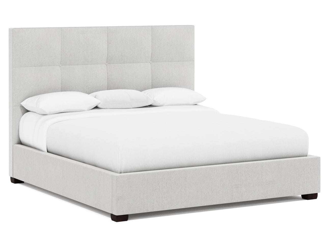 Derrick White/Cream Fabric California King Panel Bed – 15" Footboard - Ornate Home