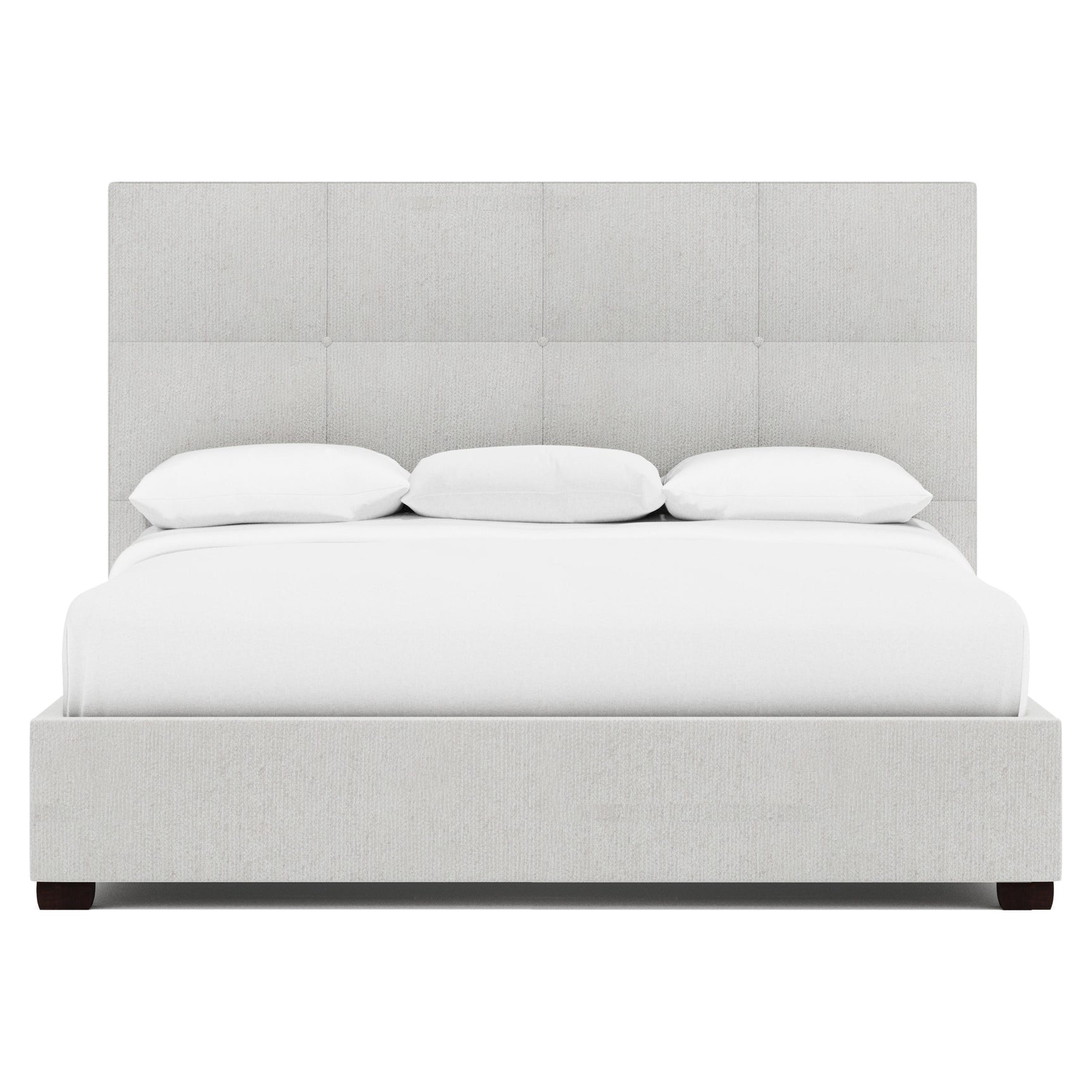 Derrick White/Cream Fabric California King Panel Bed – 15" Footboard - Ornate Home