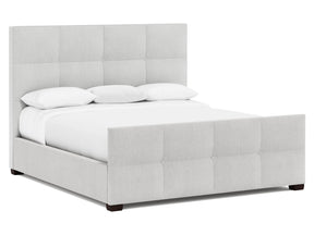 Derrick White/Cream Fabric California King Panel Bed – 32.25" Footboard - Ornate Home