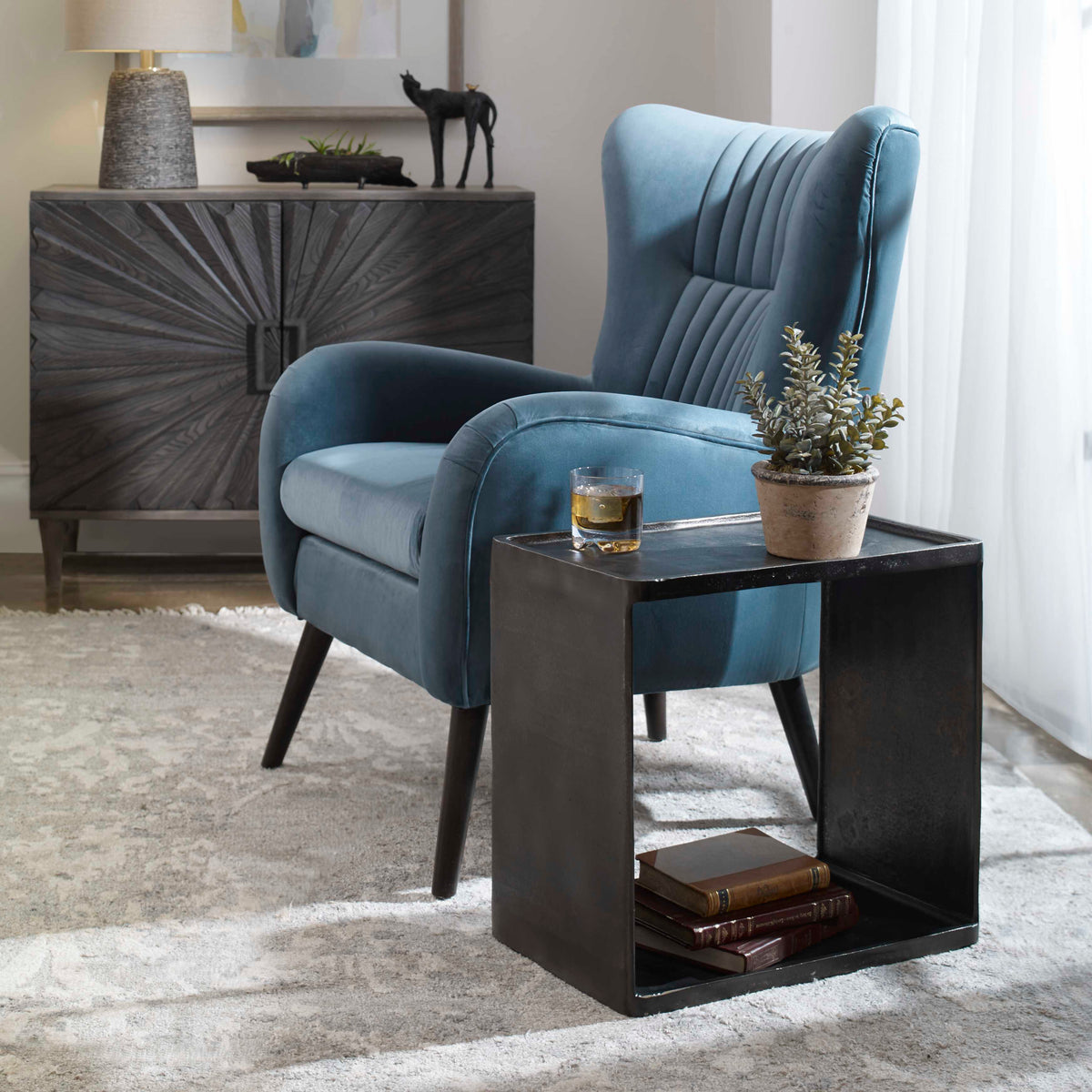 Derwent Gray/Silver Industrial Side Table - Ornate Home