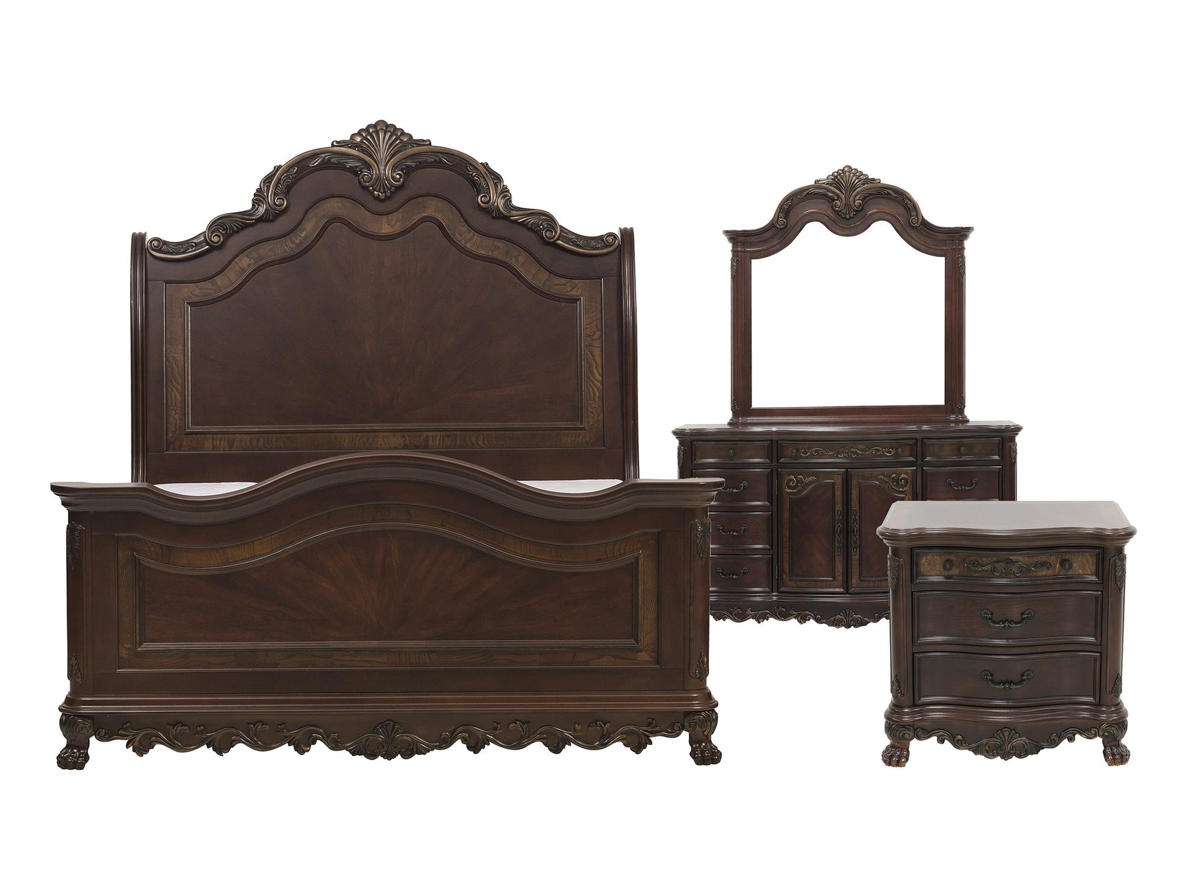 Deryn Park Cherry 4-piece Queen Bedroom Set - Ornate Home