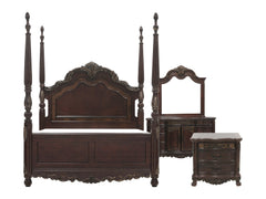 Deryn Park Cherry 4-piece Queen Traditional Bedroom Set - Ornate Home