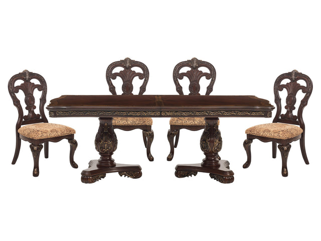 Deryn Park Cherry 5-piece Dinig Table Set - Ornate Home